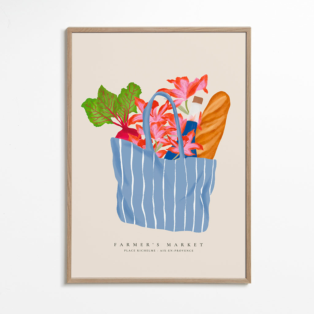 Küchenkunst mit Markt­taschen-Illustration
