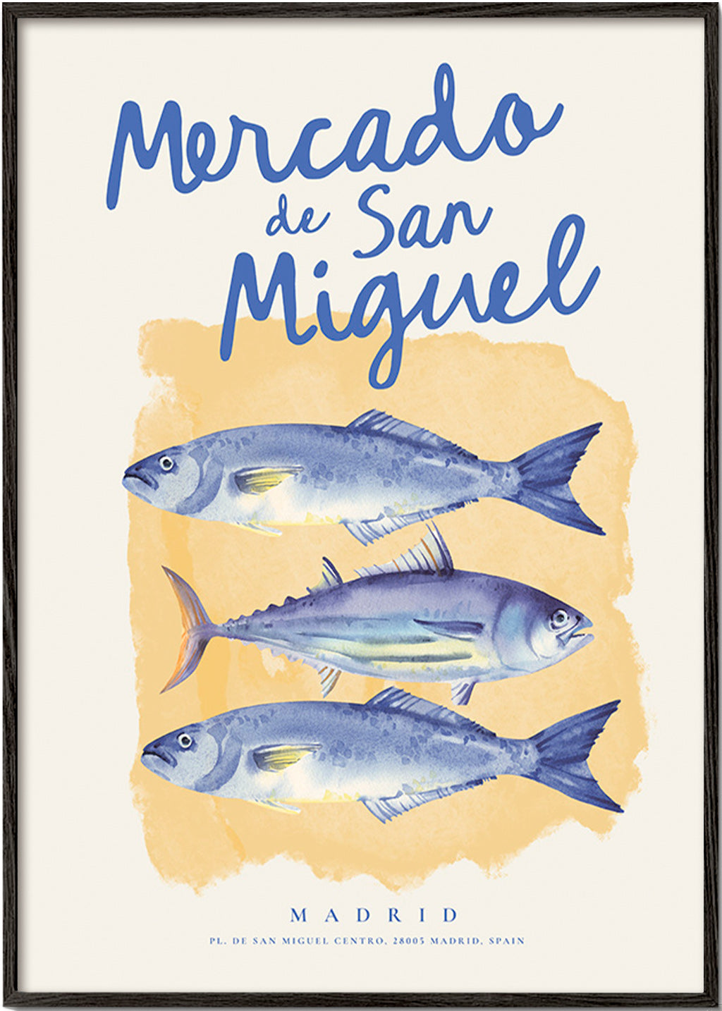 Küchenkunst Mercado de San Miguel mit blauen Fischen