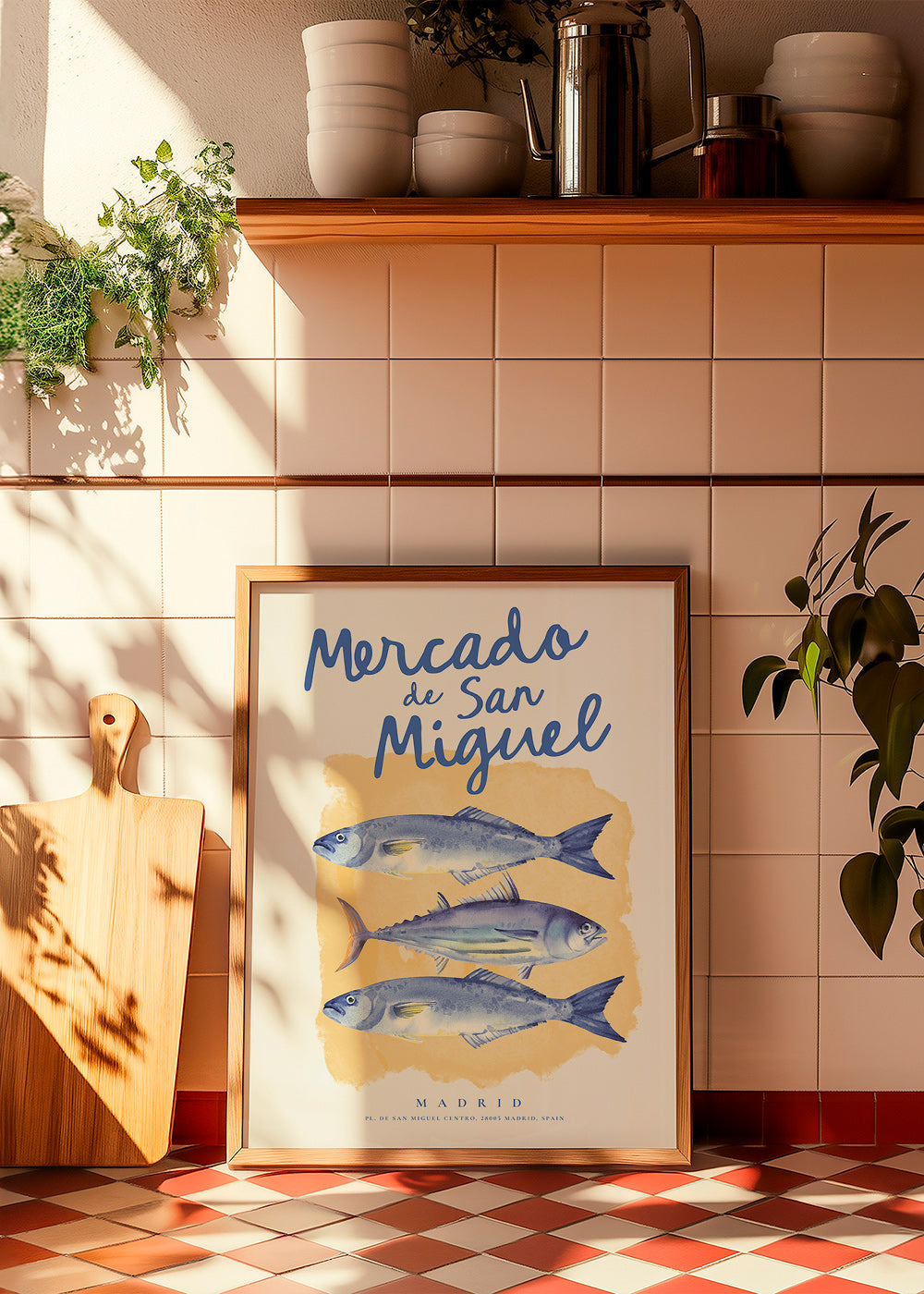 Küchenkunst Mercado de San Miguel mit blauen Fischen