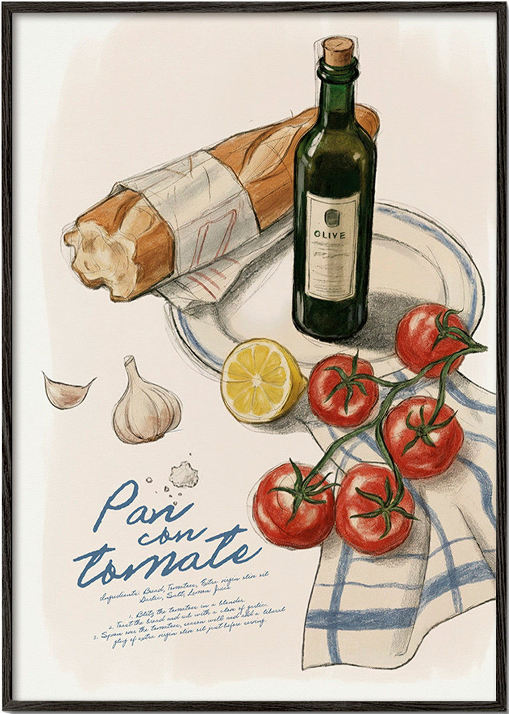 Küchenkunst Brot mit Tomate Illustration