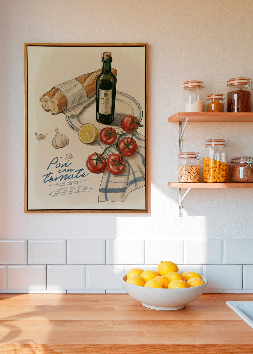 Küchenkunst Brot mit Tomate Illustration