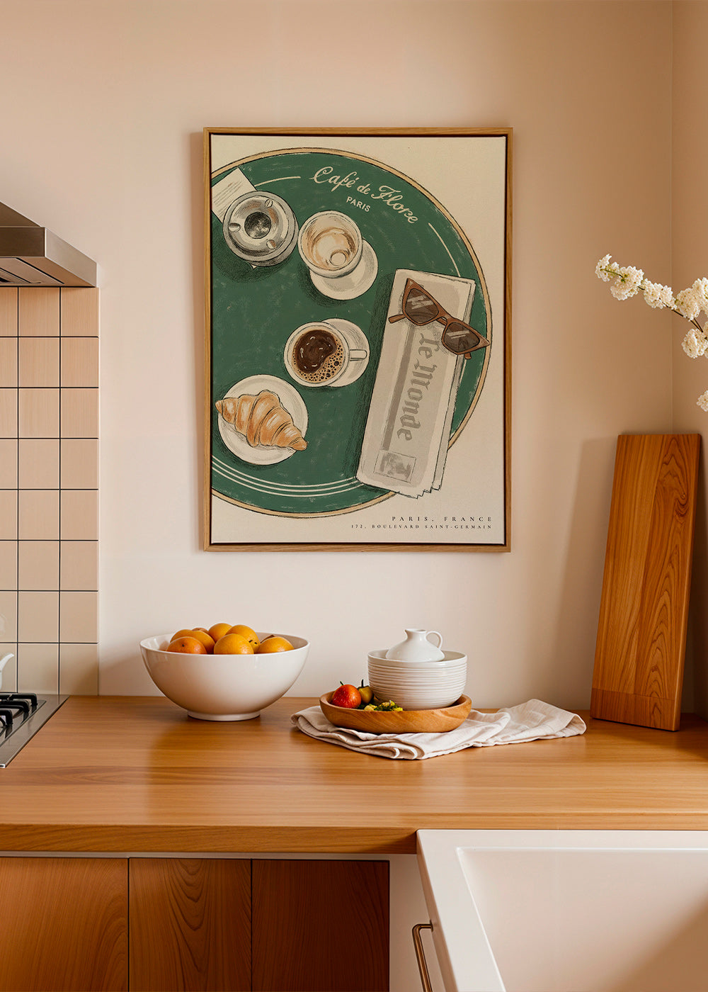 Keuken kunst Café de Flore geïllustreerde croissant