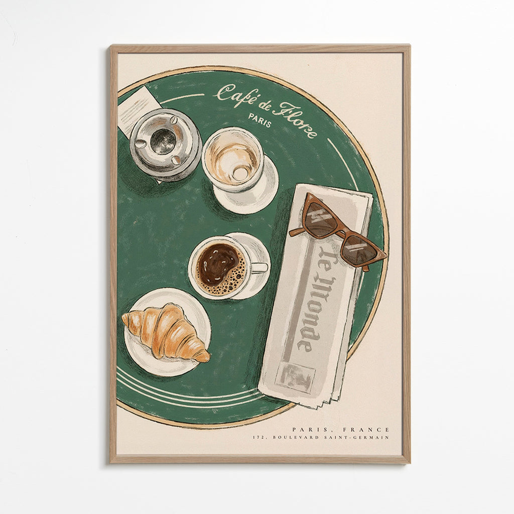 Keuken kunst Café de Flore geïllustreerde croissant