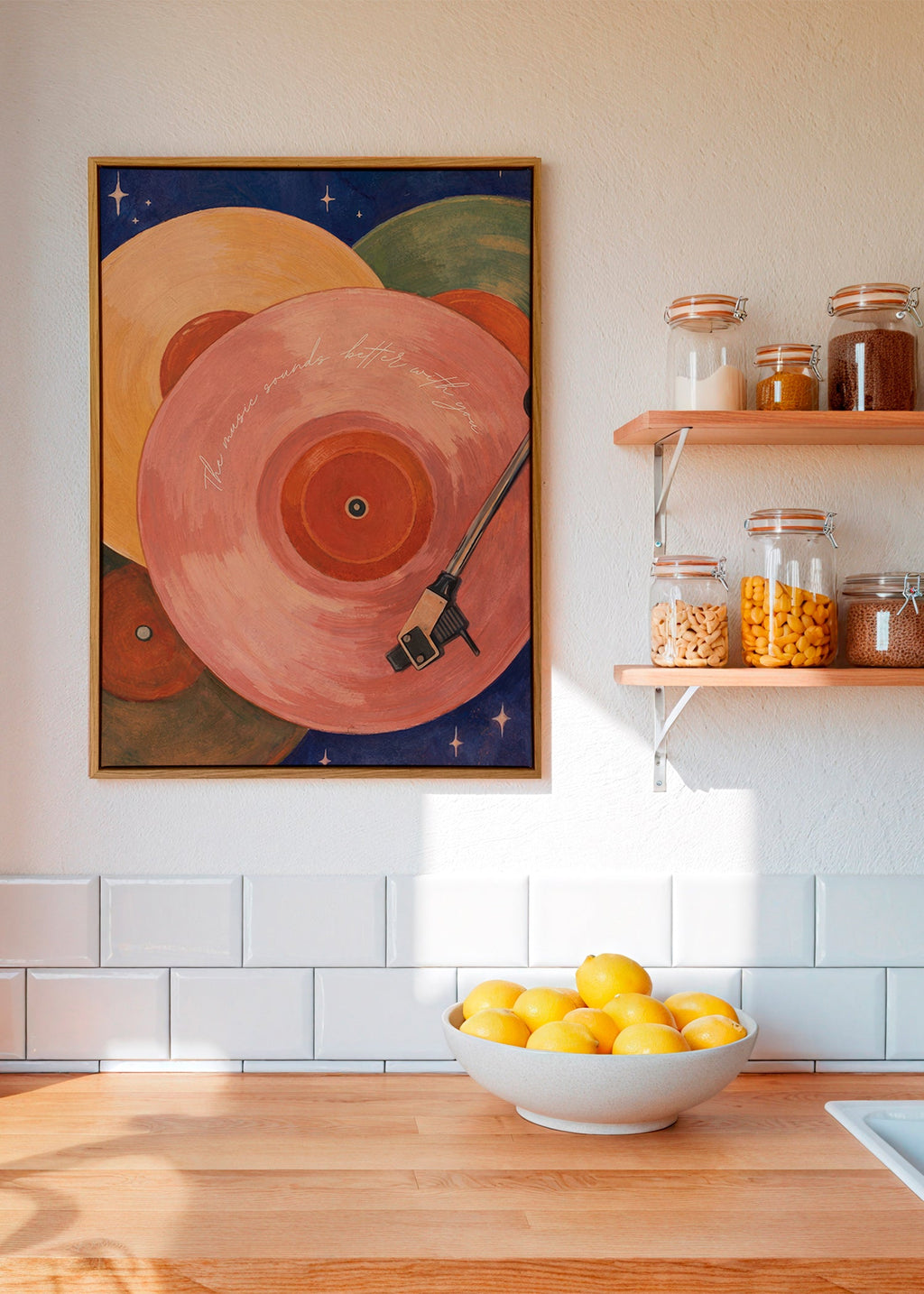 Illustration vinyle rose avec bras de tourne-disque