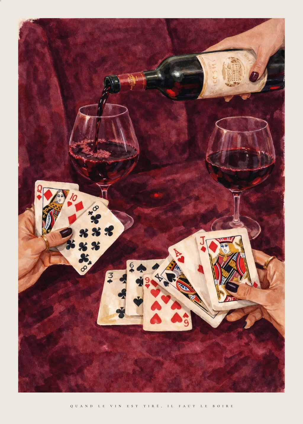 Cards & Cabernet - Unframed art print