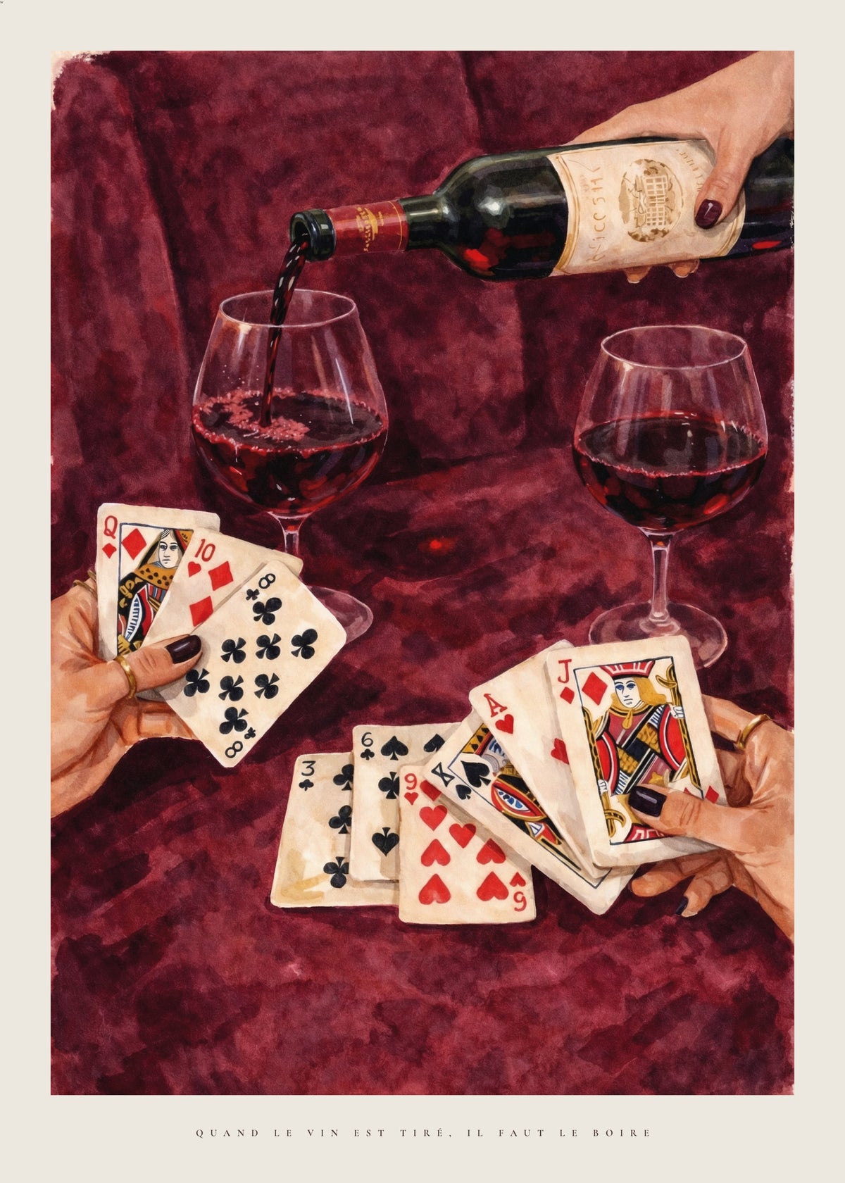 Cards & Cabernet - Unframed art print