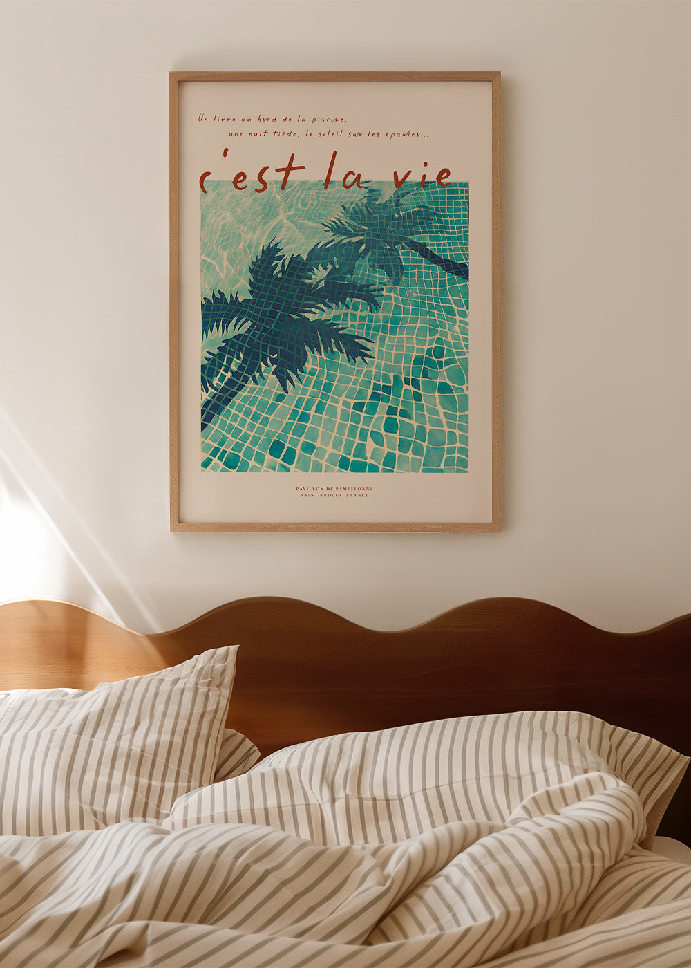 Pool-Illustration mit Palmenschatten