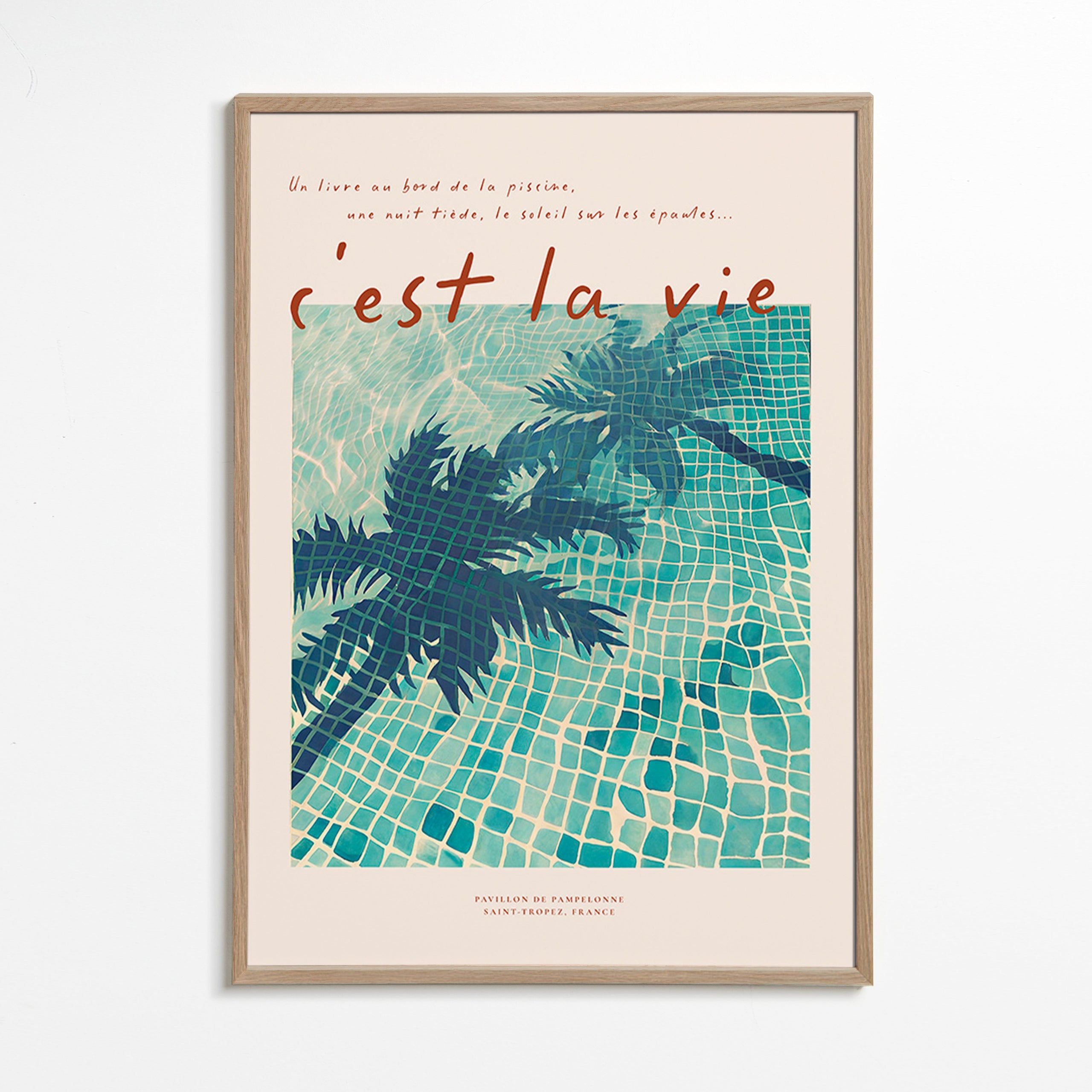 Pool-Illustration mit Palmenschatten