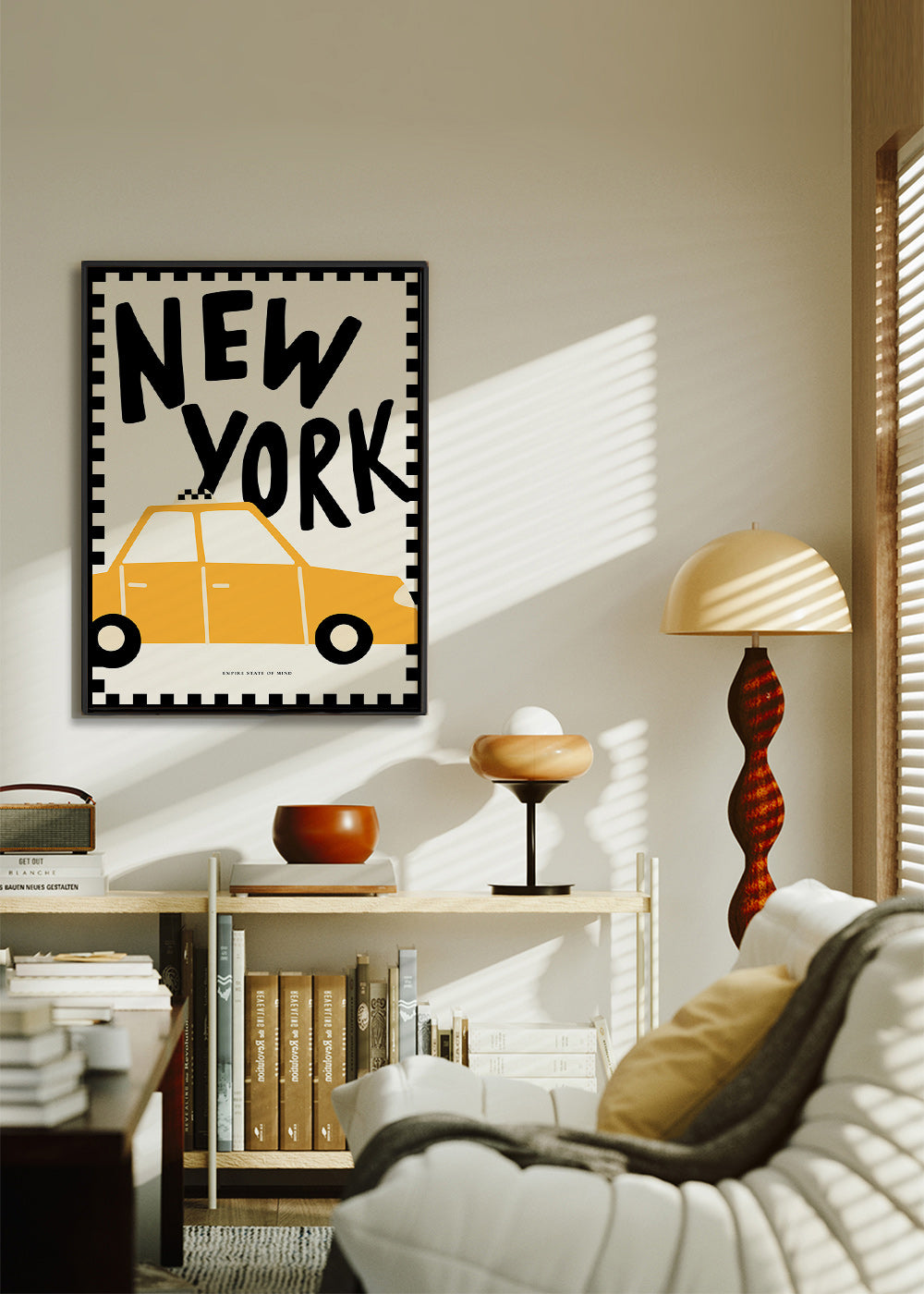 Affiche de ville New York taxi au lettrage audacieux