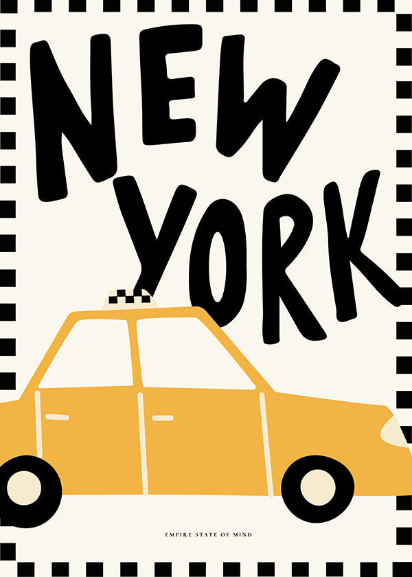 Affiche de ville New York taxi au lettrage audacieux