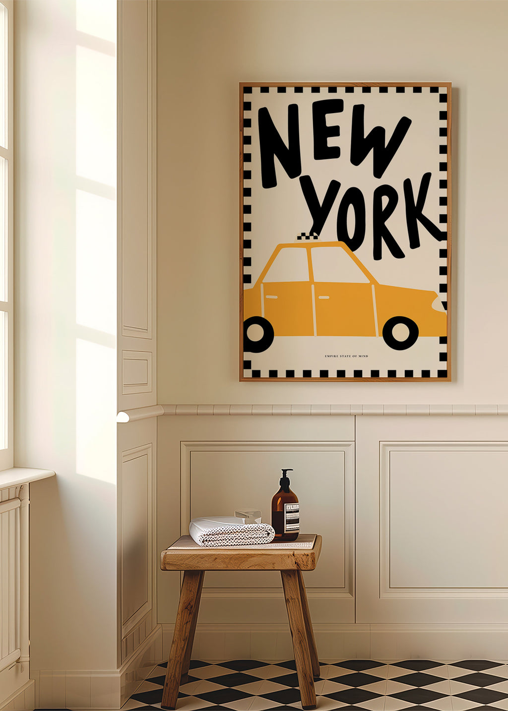 Affiche de ville New York taxi au lettrage audacieux
