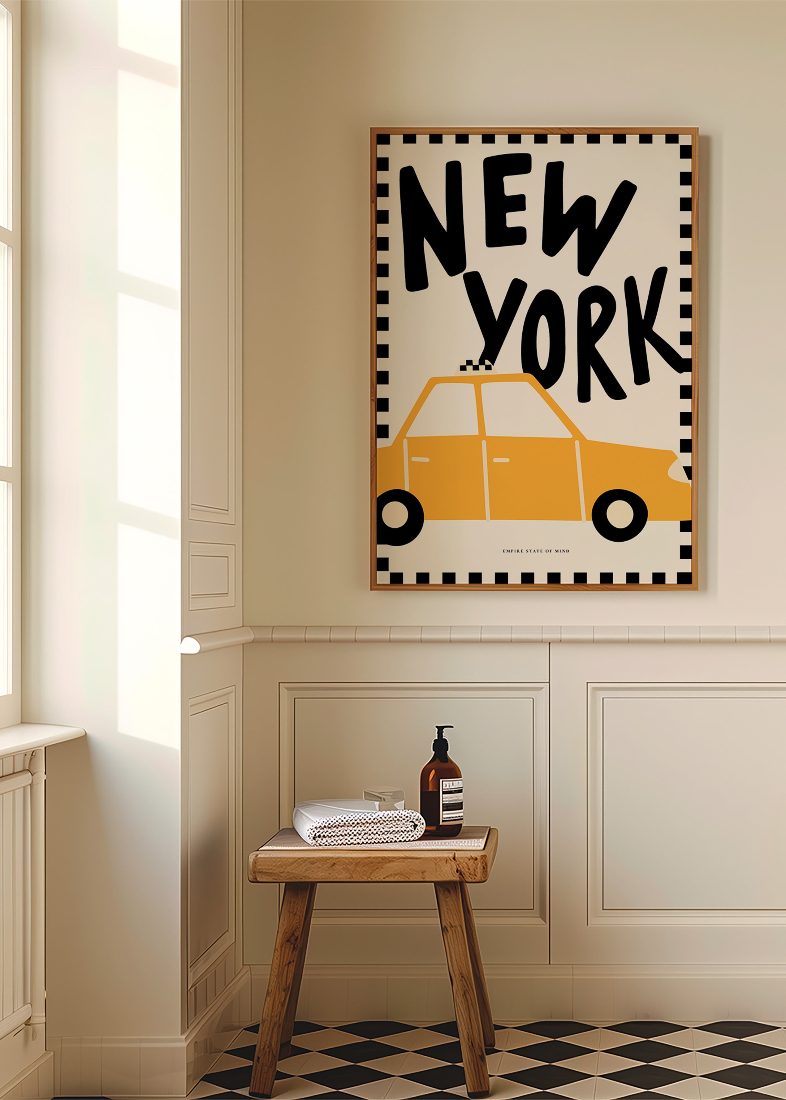 Affiche de ville New York taxi au lettrage audacieux
