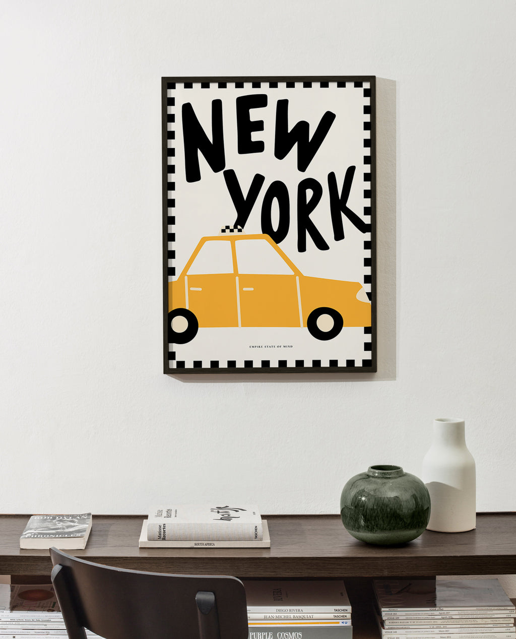 Affiche de ville New York taxi au lettrage audacieux