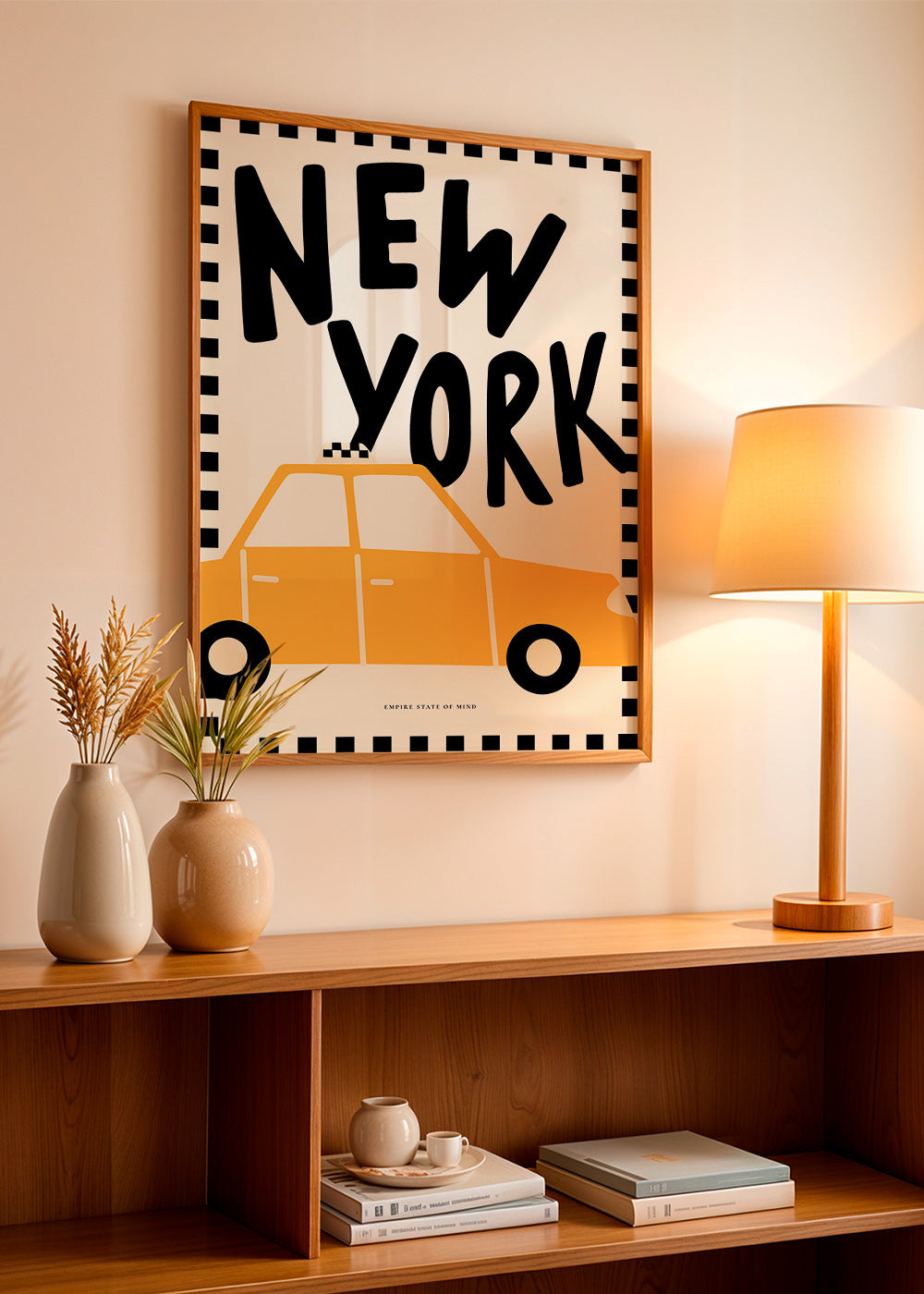 Affiche de ville New York taxi au lettrage audacieux
