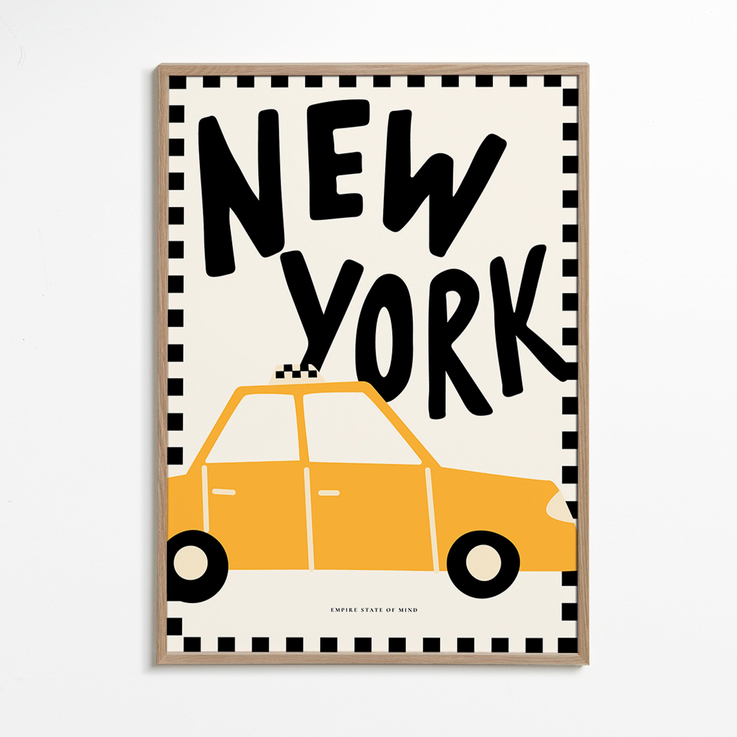 Affiche de ville New York taxi au lettrage audacieux