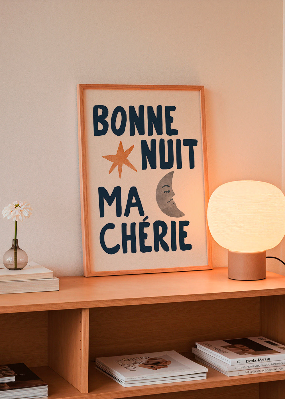 Kinderposter met nachttekst en maan