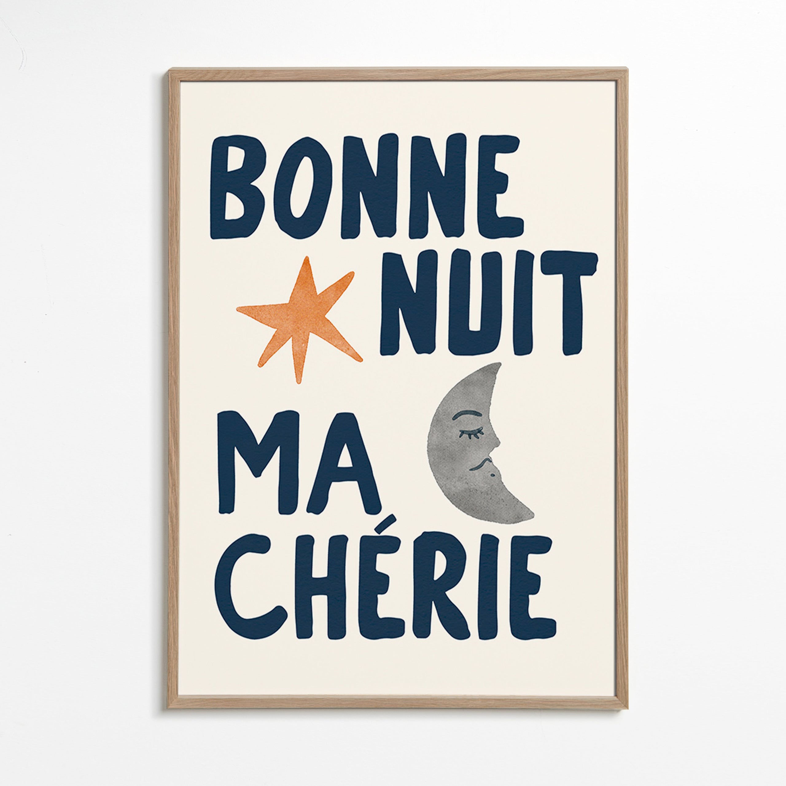 Kinderposter met nachttekst en maan