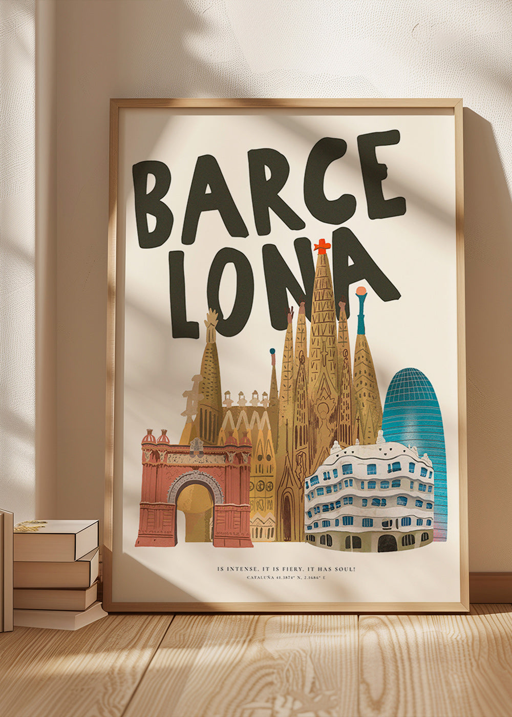 Art de ville Barcelone illustré et typographique