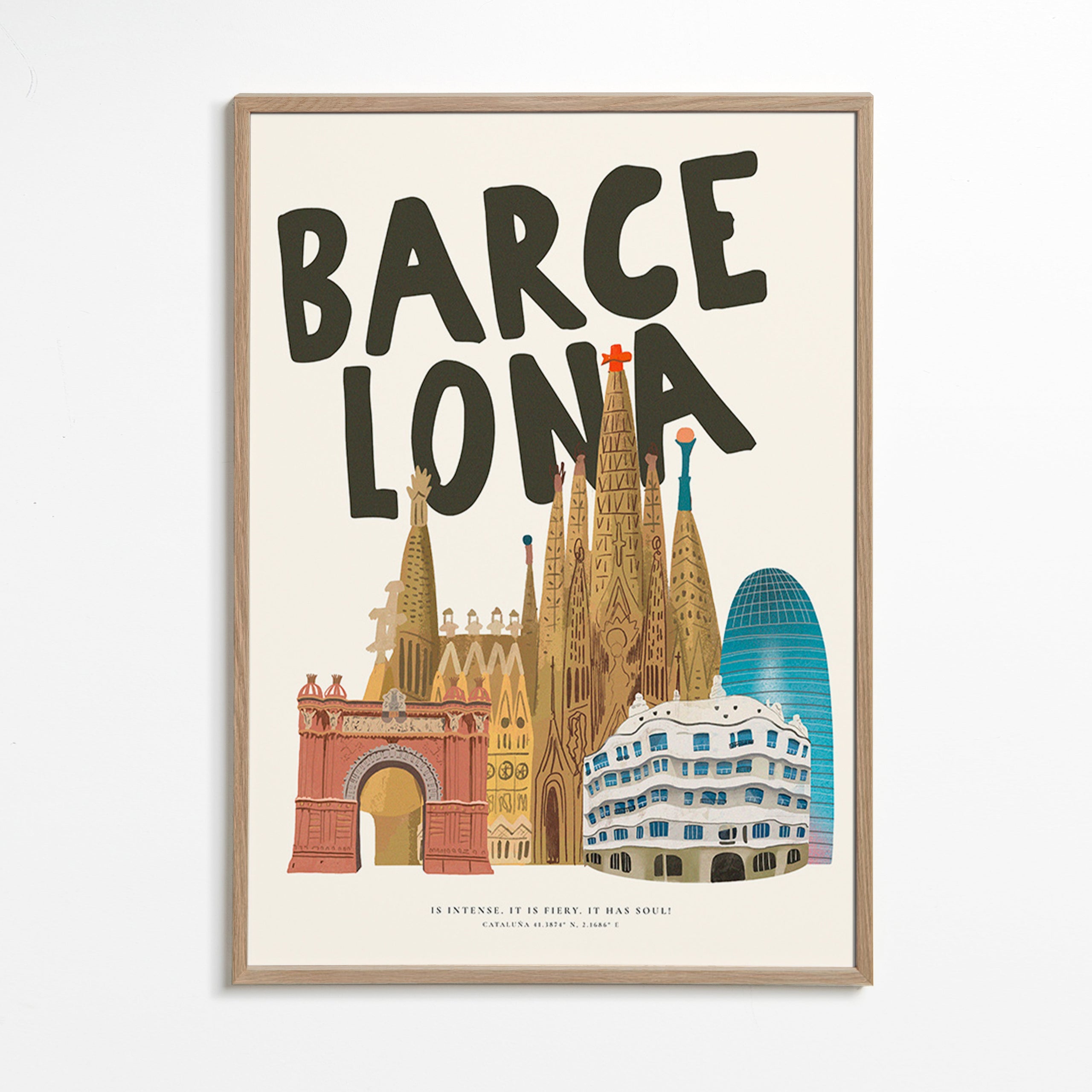 Art de ville Barcelone illustré et typographique