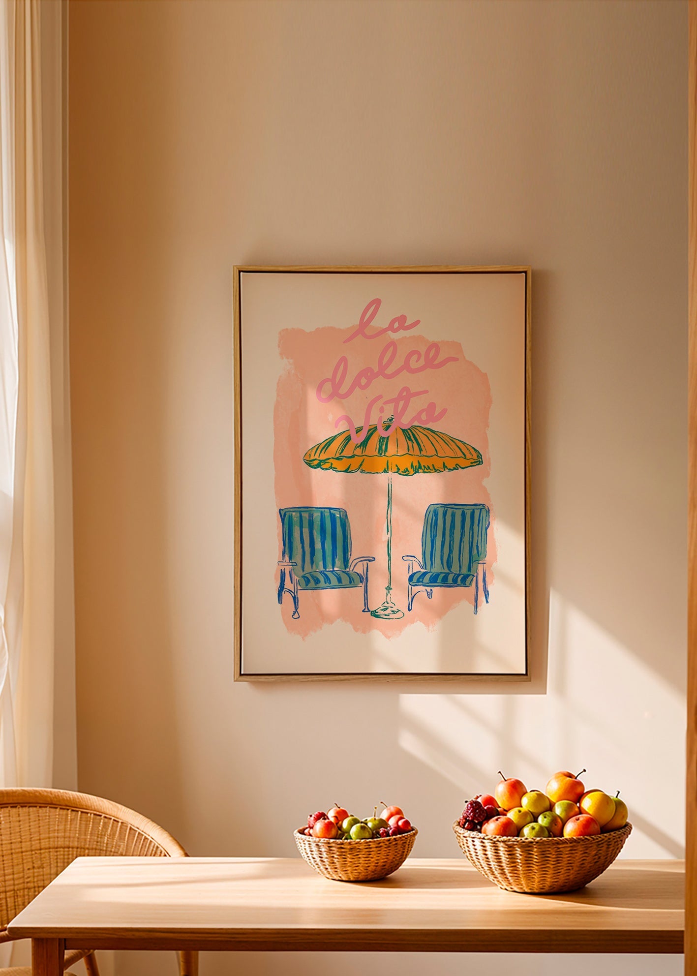 Illustration La Dolce Vita parasol et chaises