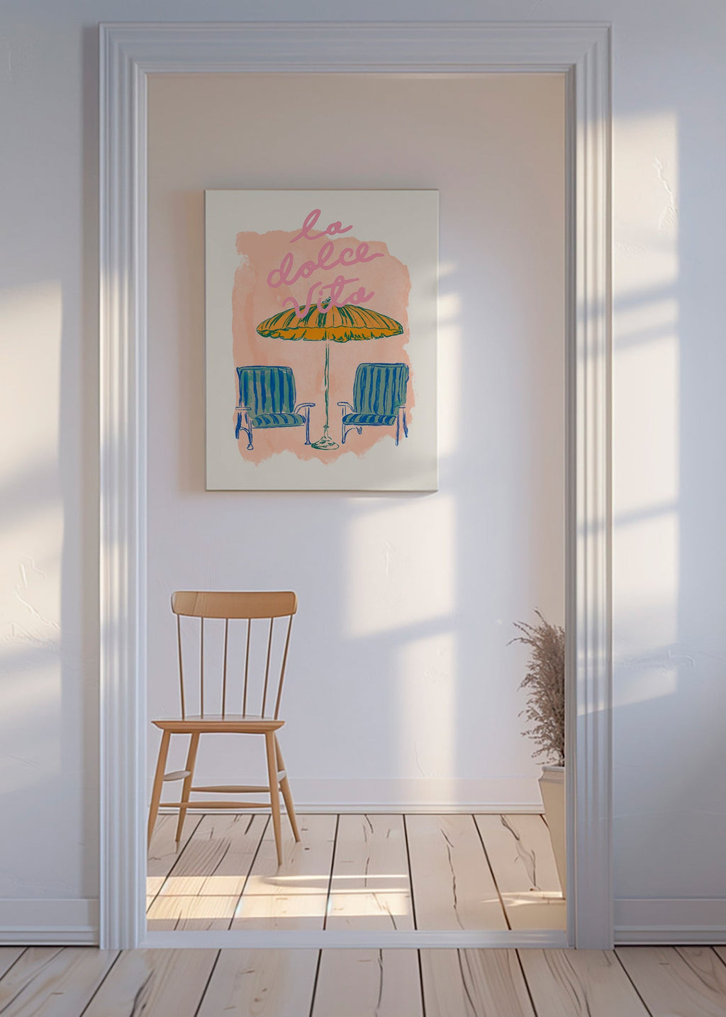 Illustration La Dolce Vita parasol et chaises