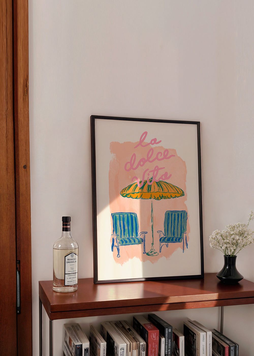 Illustration La Dolce Vita parasol et chaises