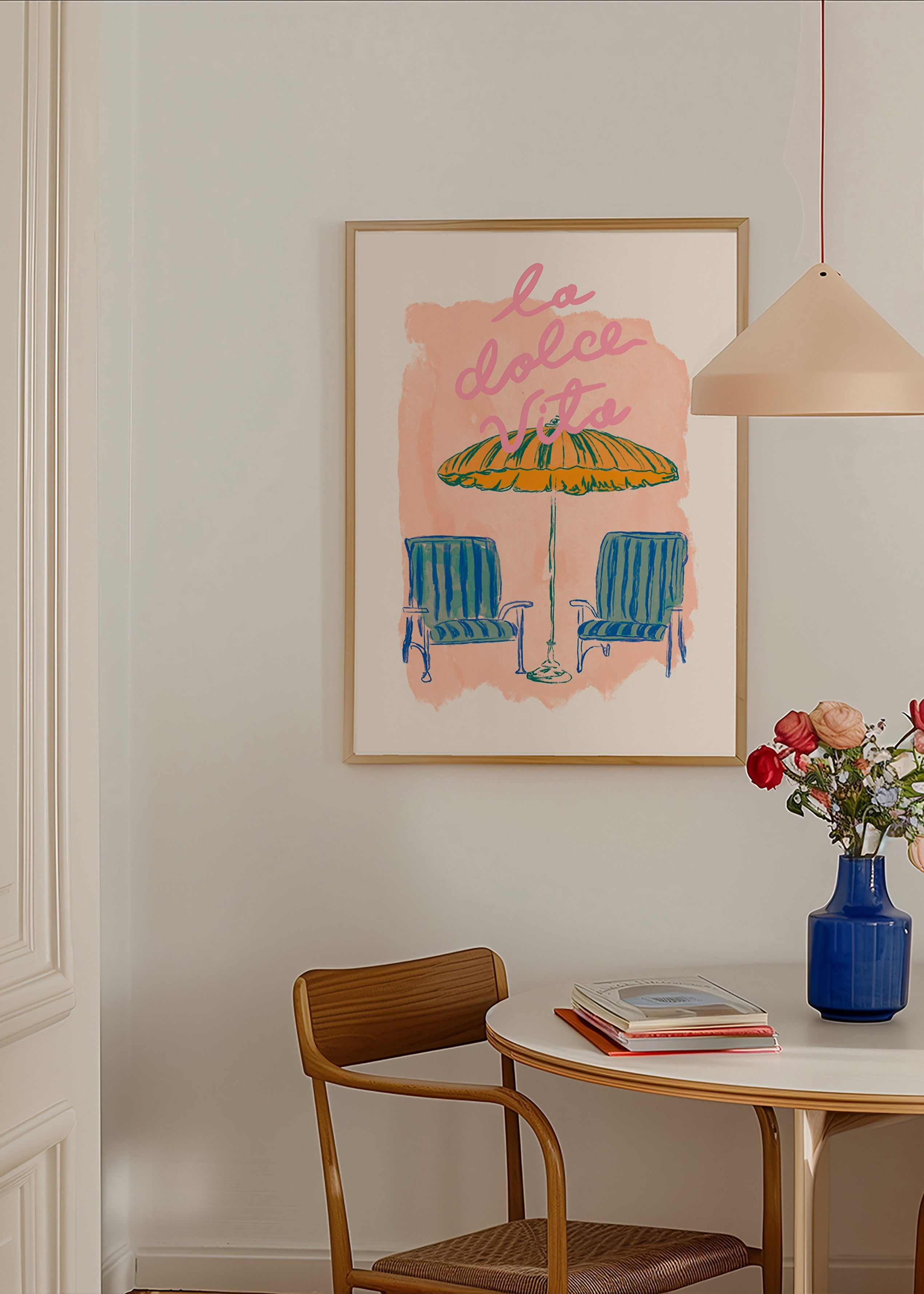 Illustration La Dolce Vita parasol et chaises