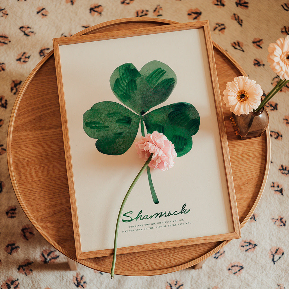 Botanischer Druck Shamrock Kleeblatt Aquarell