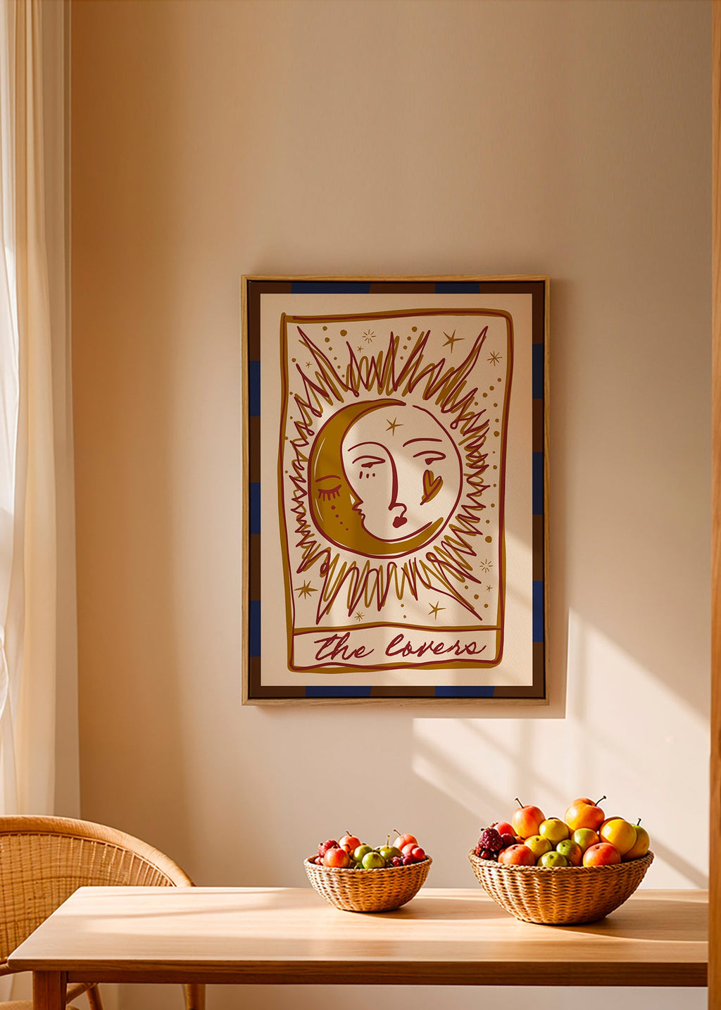Tarot-Illustration 'The Lovers' Sonne und Mond