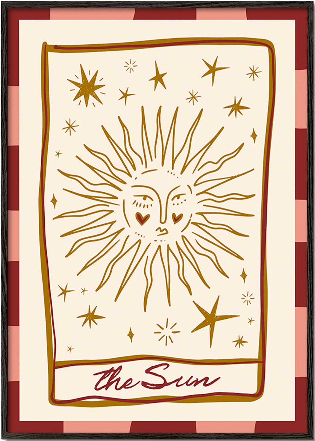 Sonnenillustration im Vintage-Kartenstil
