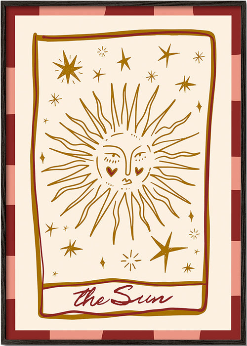 Sonnenillustration im Vintage-Kartenstil