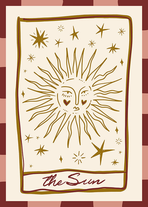 Sonnenillustration im Vintage-Kartenstil