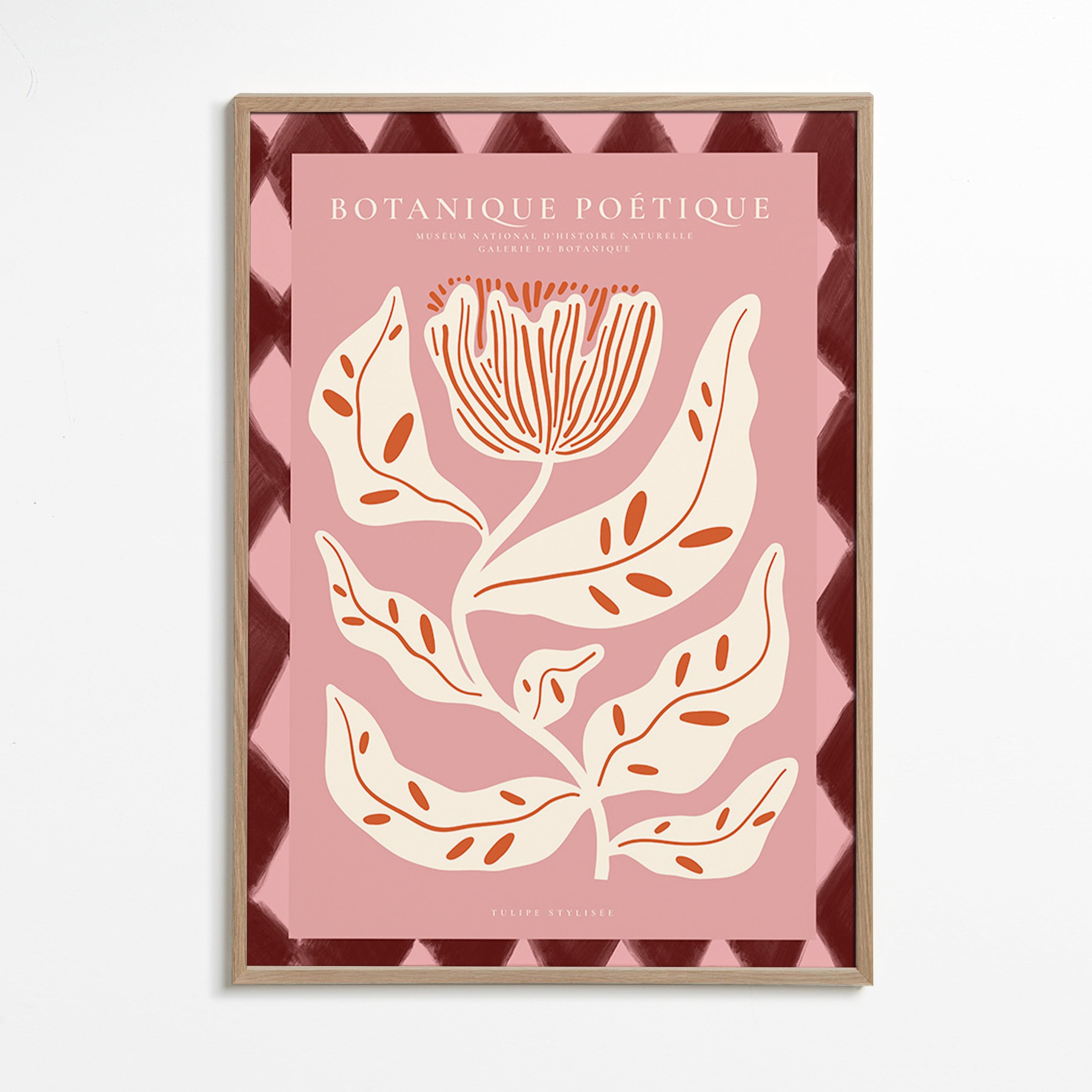 Impression botanique à fleur stylisée rose