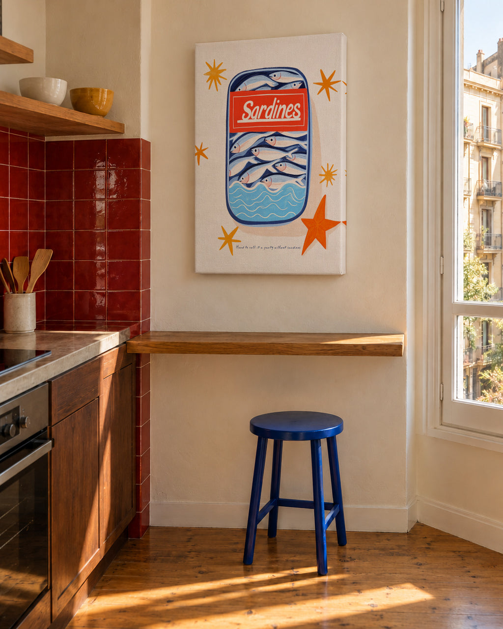 Hard to call it a party without sardines - Unframed canvas in an interior