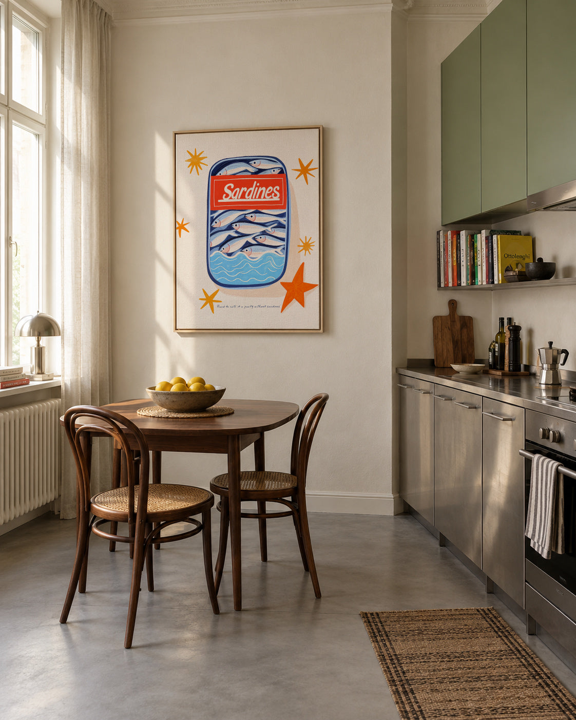 Hard to call it a party without sardines - Framed canvas in an interior