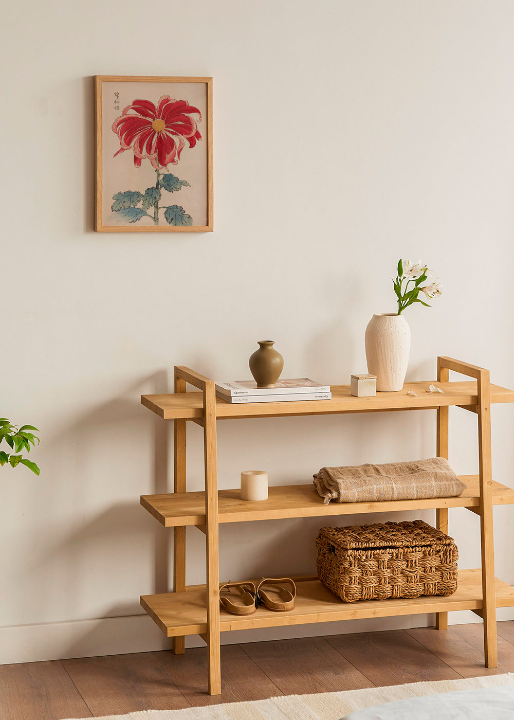 Botanische print Japanse chrysant rood