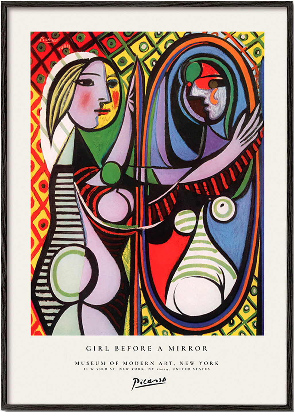 Tableau abstrait: figure devant un miroir