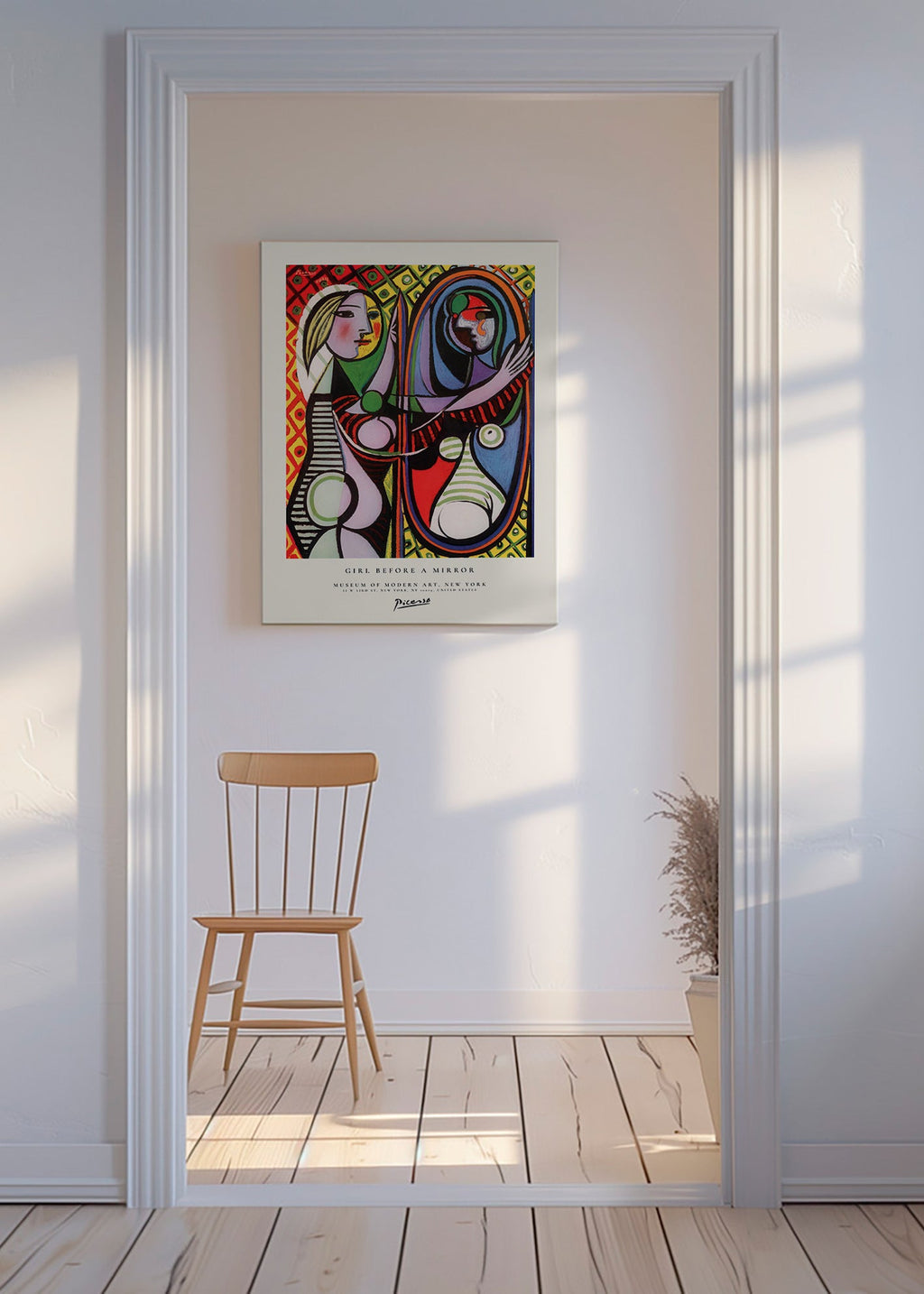 Tableau abstrait: figure devant un miroir