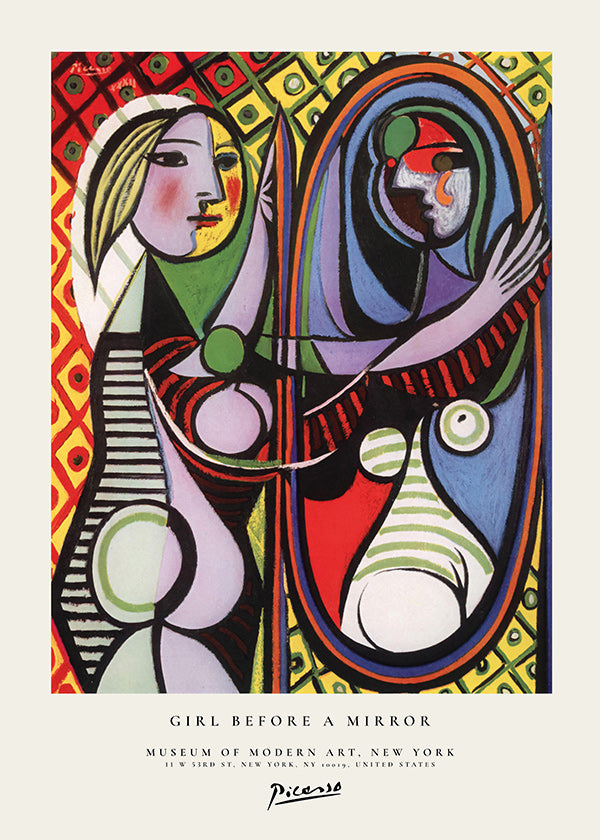 Tableau abstrait: figure devant un miroir