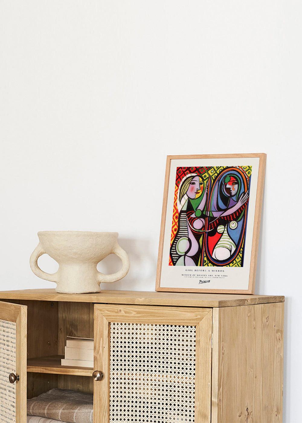 Tableau abstrait: figure devant un miroir
