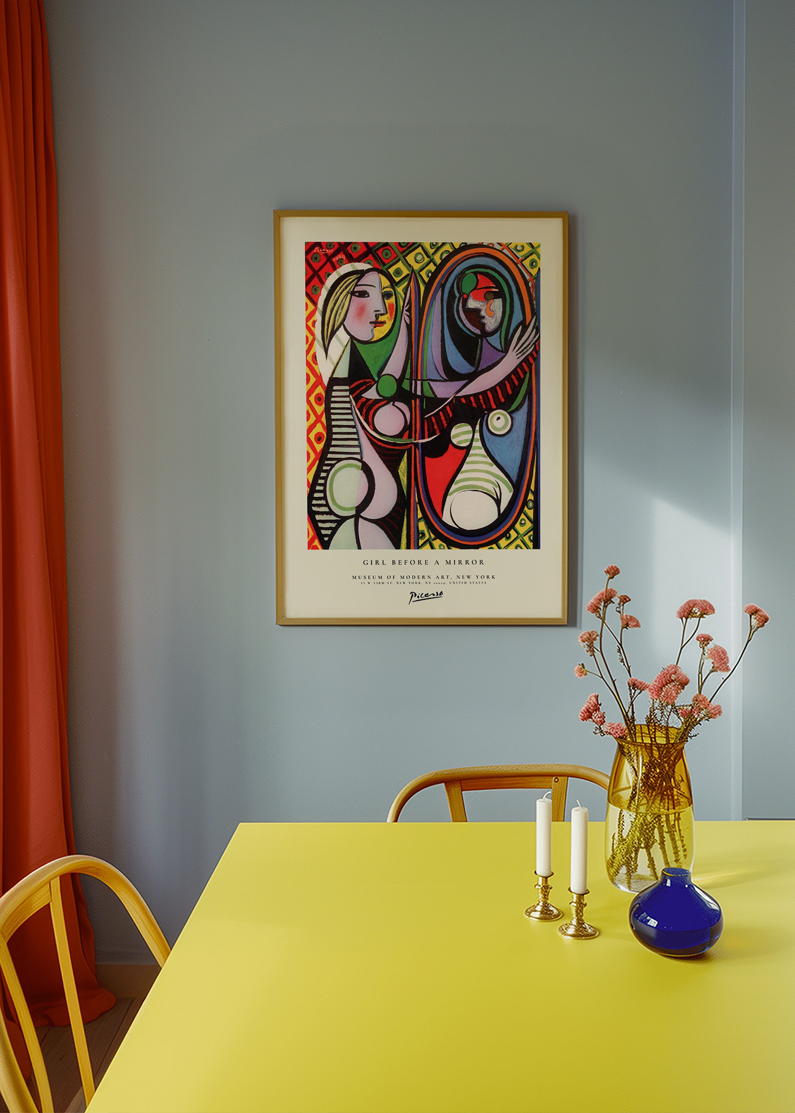 Tableau abstrait: figure devant un miroir