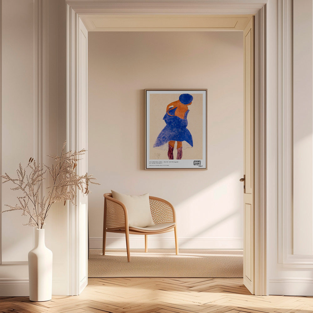 Illustration: femme de dos en bleu