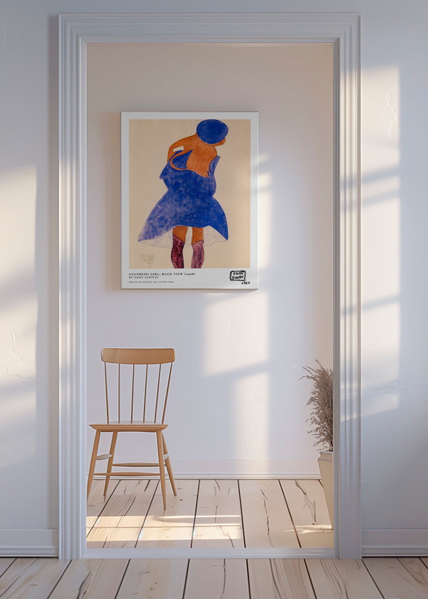 Illustration: femme de dos en bleu