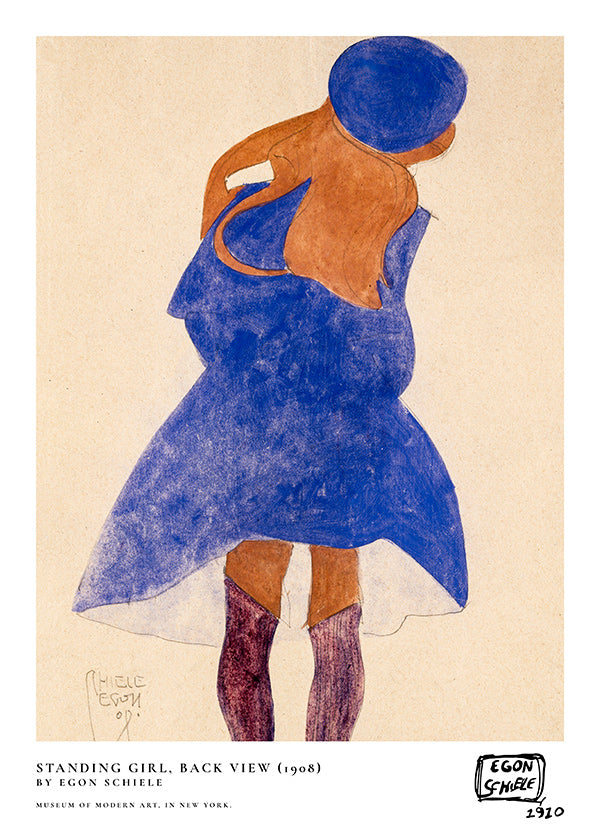 Illustration: femme de dos en bleu