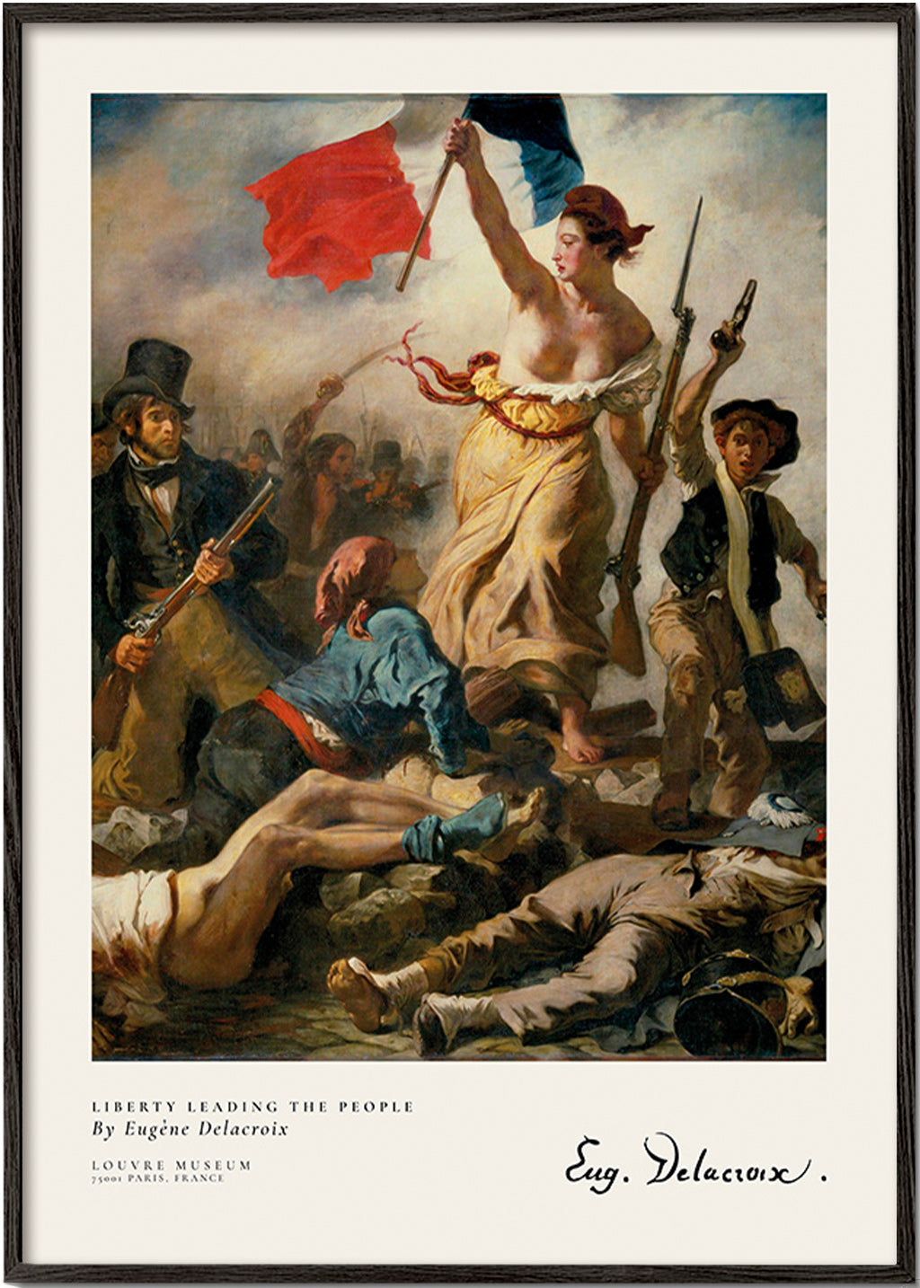 Vintage print van vrouw met driekleurige vlag