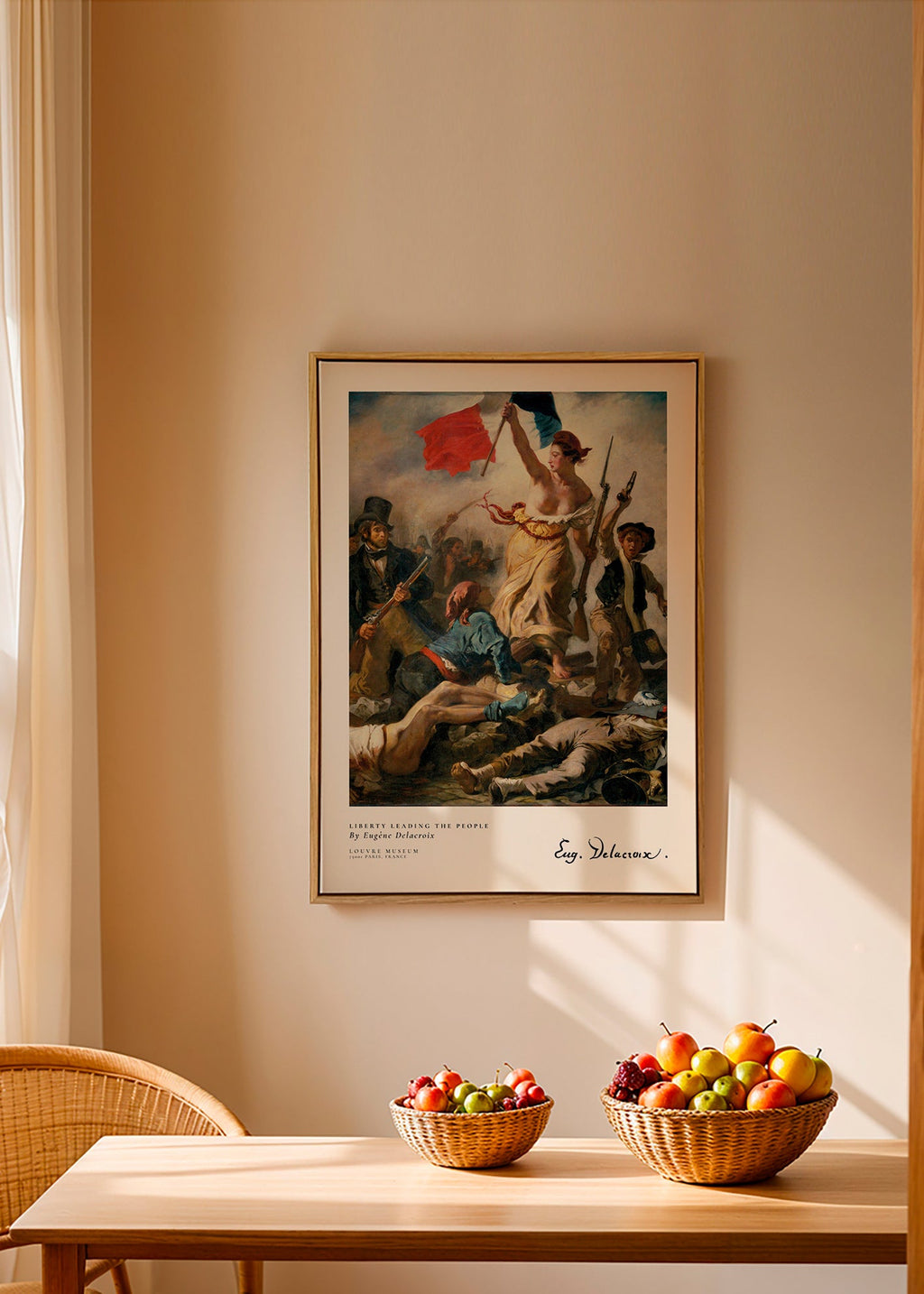 Vintage print van vrouw met driekleurige vlag