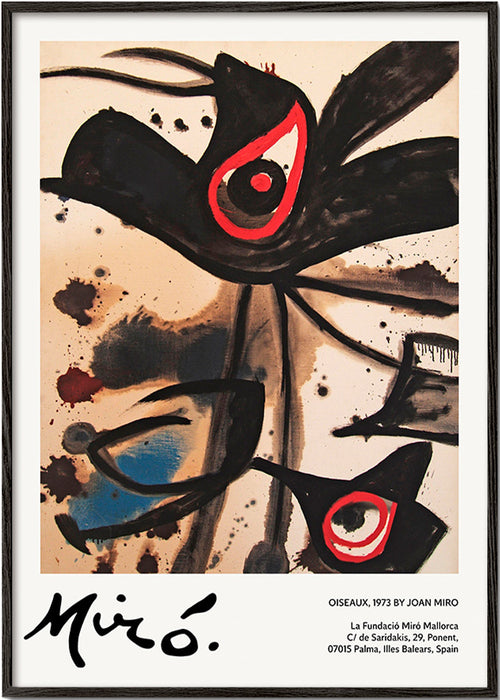Abstract kunstwerk met zwarte vogelmotieven