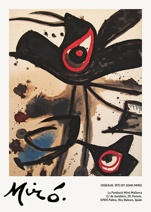 Abstract kunstwerk met zwarte vogelmotieven