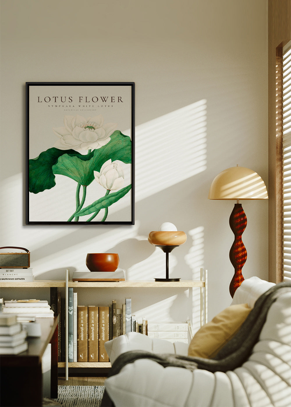 Botanische print Witte lotus studie