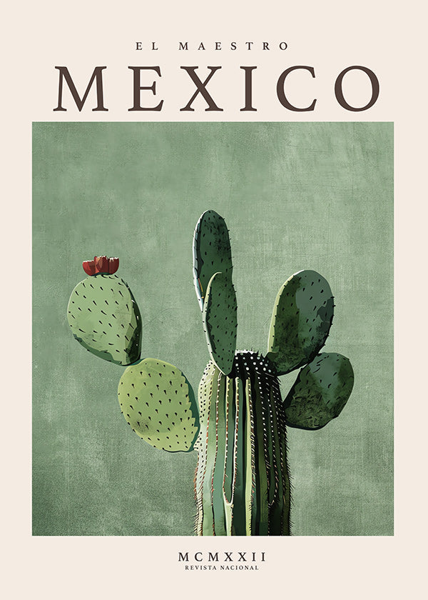 Impression botanique Mexique avec cactus